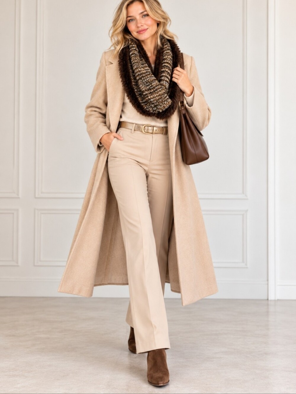 Dena Brown Faux Fur Infinity Scarf – Luxe Cozy Winter Accessory